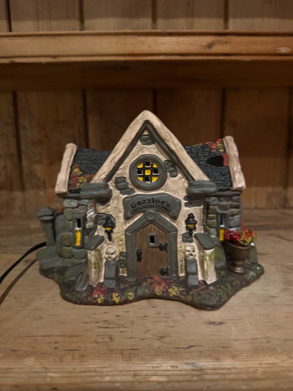 Dept 56 Halloween "Haunted Cemetery Shed" Lighted Ceramic Collectible- Rare